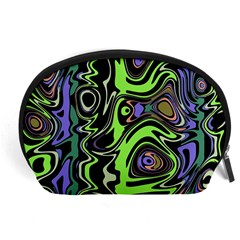 Green And Black Abstract Pattern Accessory Pouch (large) by SpinnyChairDesigns