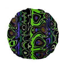 Green And Black Abstract Pattern Standard 15  Premium Flano Round Cushions by SpinnyChairDesigns