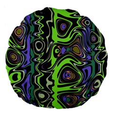 Green And Black Abstract Pattern Large 18  Premium Flano Round Cushions by SpinnyChairDesigns