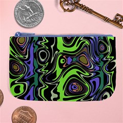 Green And Black Abstract Pattern Large Coin Purse by SpinnyChairDesigns