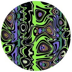 Green And Black Abstract Pattern Wooden Bottle Opener (round) by SpinnyChairDesigns