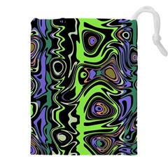 Green And Black Abstract Pattern Drawstring Pouch (5xl) by SpinnyChairDesigns