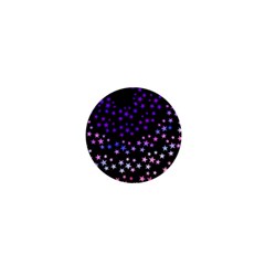 Purple Stars On Black Pattern 1  Mini Buttons