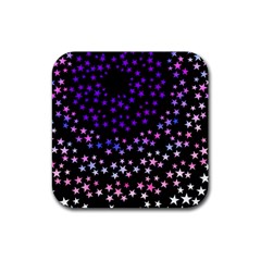 Purple Stars On Black Pattern Rubber Coaster (square) 