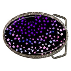 Purple Stars On Black Pattern Belt Buckles