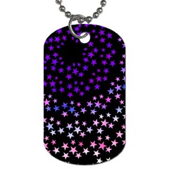 Purple Stars On Black Pattern Dog Tag (two Sides) by SpinnyChairDesigns