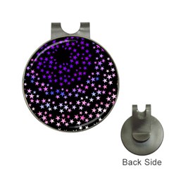 Purple Stars On Black Pattern Hat Clips With Golf Markers by SpinnyChairDesigns