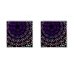 Purple Stars On Black Pattern Cufflinks (square) by SpinnyChairDesigns