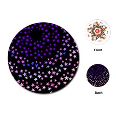 Purple Stars On Black Pattern Playing Cards Single Design (round) by SpinnyChairDesigns