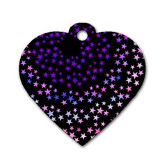 Purple Stars On Black Pattern Dog Tag Heart (one Side) by SpinnyChairDesigns