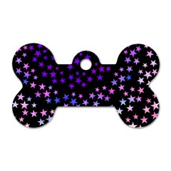 Purple Stars On Black Pattern Dog Tag Bone (one Side) by SpinnyChairDesigns