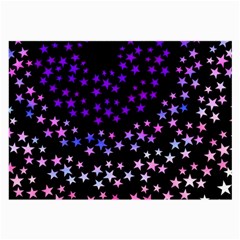 Purple Stars On Black Pattern Large Glasses Cloth by SpinnyChairDesigns