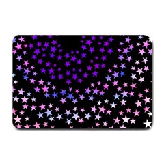 Purple Stars On Black Pattern Small Doormat  by SpinnyChairDesigns