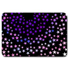 Purple Stars On Black Pattern Large Doormat 