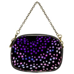 Purple Stars On Black Pattern Chain Purse (one Side) by SpinnyChairDesigns