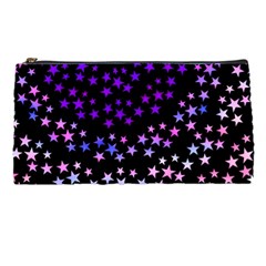 Purple Stars On Black Pattern Pencil Case