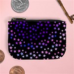 Purple Stars on Black Pattern Mini Coin Purse Front