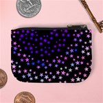 Purple Stars on Black Pattern Mini Coin Purse Back