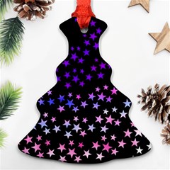 Purple Stars On Black Pattern Ornament (christmas Tree)  by SpinnyChairDesigns