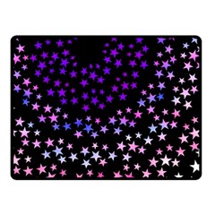 Purple Stars On Black Pattern Double Sided Fleece Blanket (small)  by SpinnyChairDesigns