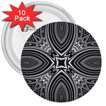 Black and White Intricate Pattern 3  Buttons (10 pack)  Front