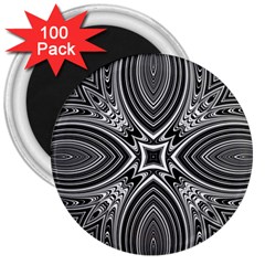 Black And White Intricate Pattern 3  Magnets (100 Pack) by SpinnyChairDesigns