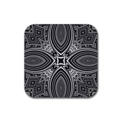 Black And White Intricate Pattern Rubber Coaster (square)  by SpinnyChairDesigns