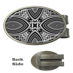 Black And White Intricate Pattern Money Clips (oval)  by SpinnyChairDesigns