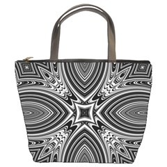 Black And White Intricate Pattern Bucket Bag by SpinnyChairDesigns