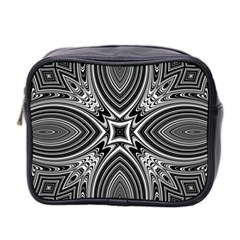 Black And White Intricate Pattern Mini Toiletries Bag (two Sides) by SpinnyChairDesigns