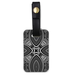 Black And White Intricate Pattern Luggage Tag (one Side) by SpinnyChairDesigns