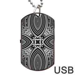 Black And White Intricate Pattern Dog Tag Usb Flash (one Side) by SpinnyChairDesigns