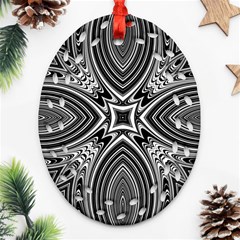 Black And White Intricate Pattern Oval Filigree Ornament (two Sides) by SpinnyChairDesigns