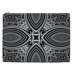 Black And White Intricate Pattern Cosmetic Bag (xxl) by SpinnyChairDesigns