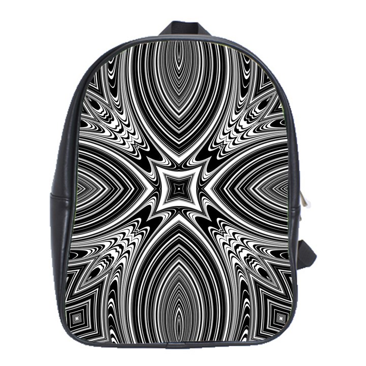 Black and White Intricate Pattern School Bag (XL)