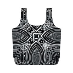 Black And White Intricate Pattern Full Print Recycle Bag (m) by SpinnyChairDesigns