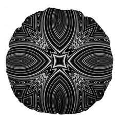 Black And White Intricate Pattern Large 18  Premium Flano Round Cushions by SpinnyChairDesigns