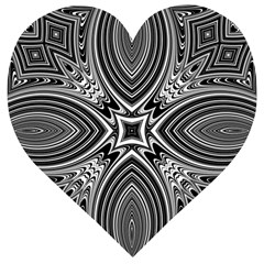 Black And White Intricate Pattern Wooden Puzzle Heart by SpinnyChairDesigns