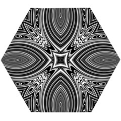 Black And White Intricate Pattern Wooden Puzzle Hexagon by SpinnyChairDesigns