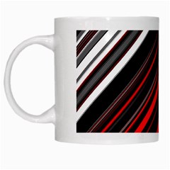 Red Black White Stripes Pattern White Mugs by SpinnyChairDesigns