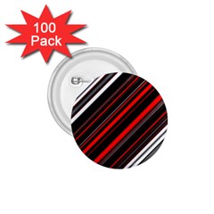 Red Black White Stripes Pattern 1 75  Buttons (100 Pack)  by SpinnyChairDesigns