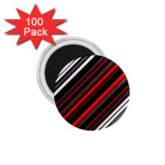 Red Black White Stripes Pattern 1 75  Magnets (100 Pack)  by SpinnyChairDesigns