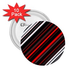 Red Black White Stripes Pattern 2 25  Buttons (10 Pack)  by SpinnyChairDesigns