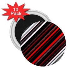 Red Black White Stripes Pattern 2 25  Magnets (10 Pack)  by SpinnyChairDesigns