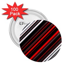 Red Black White Stripes Pattern 2 25  Buttons (100 Pack)  by SpinnyChairDesigns