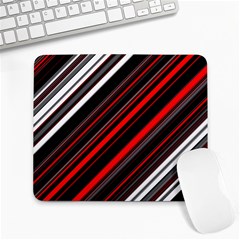 Red Black White Stripes Pattern Large Mousepads by SpinnyChairDesigns