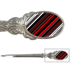 Red Black White Stripes Pattern Letter Opener by SpinnyChairDesigns