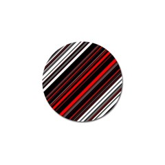 Red Black White Stripes Pattern Golf Ball Marker by SpinnyChairDesigns