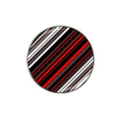 Red Black White Stripes Pattern Hat Clip Ball Marker (10 Pack) by SpinnyChairDesigns