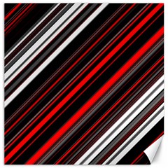 Red Black White Stripes Pattern Canvas 16  X 16  by SpinnyChairDesigns